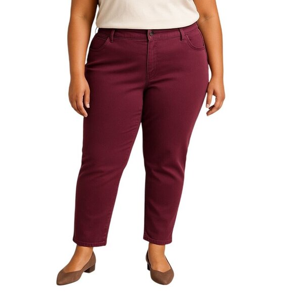 Signature By Levi Strauss & Co Modern Jegging Size 22 Wine Red Stretch Pants - Picture 1 of 11